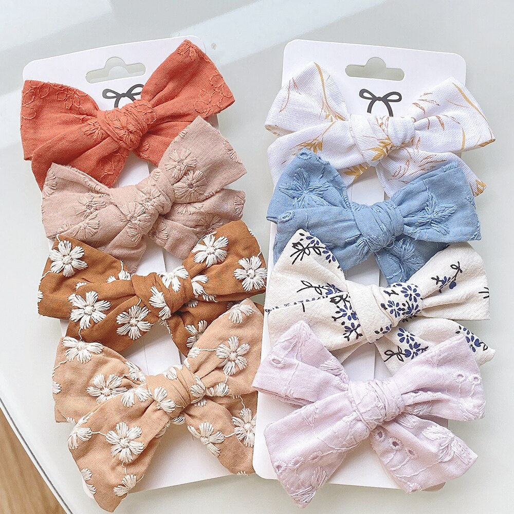 4Pcs Floral Embroidery Bowknot