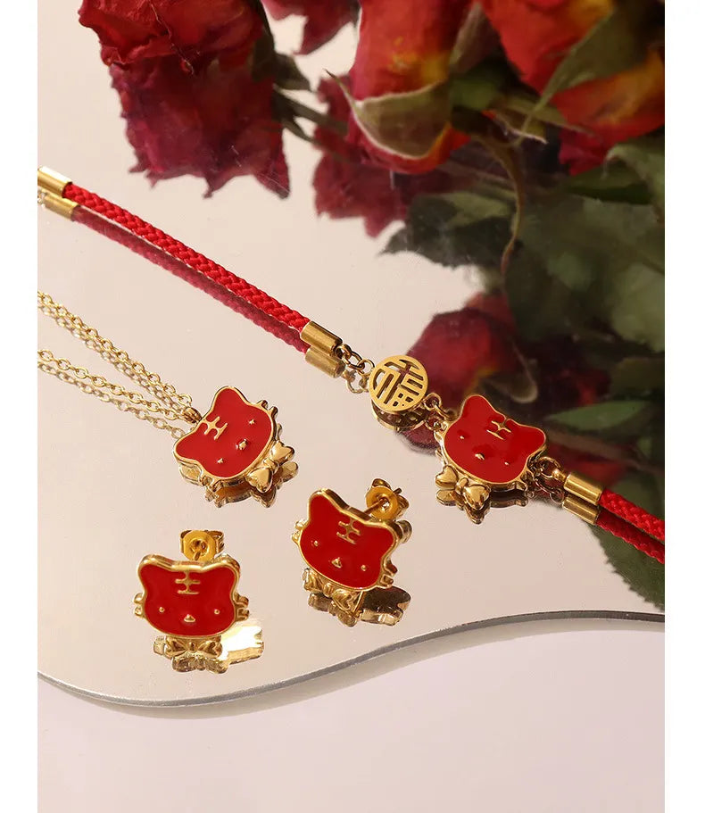 Red Hello Kitty Jewelry Set