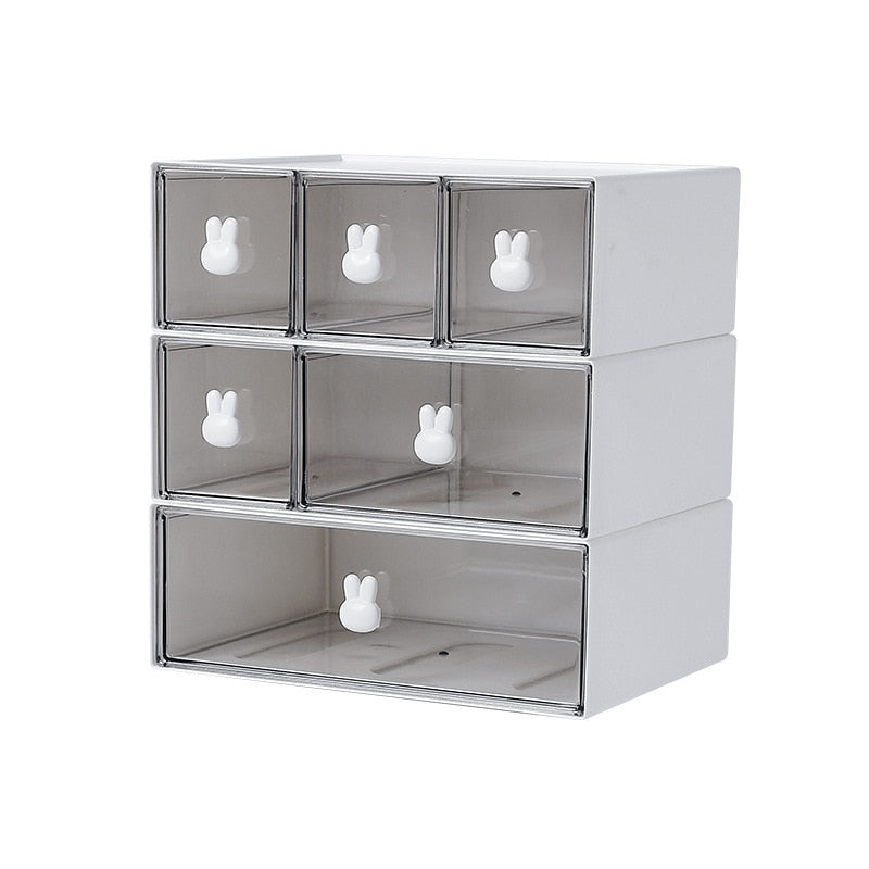 Desktop Cosmetic or Stationery Storage Box w/ Bunny Pulls