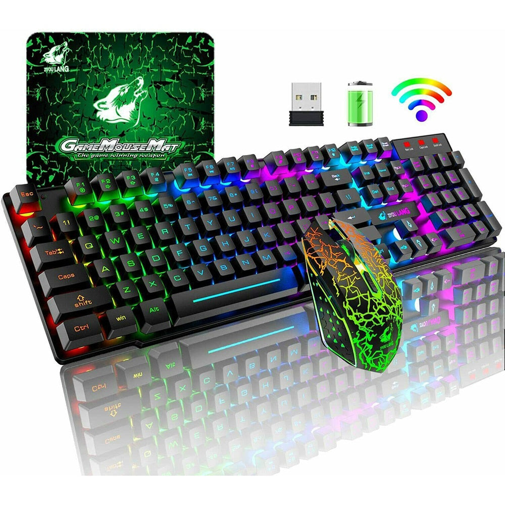 Rainbow LED Backlight Gaming Mechanical Keyboard and Mouse