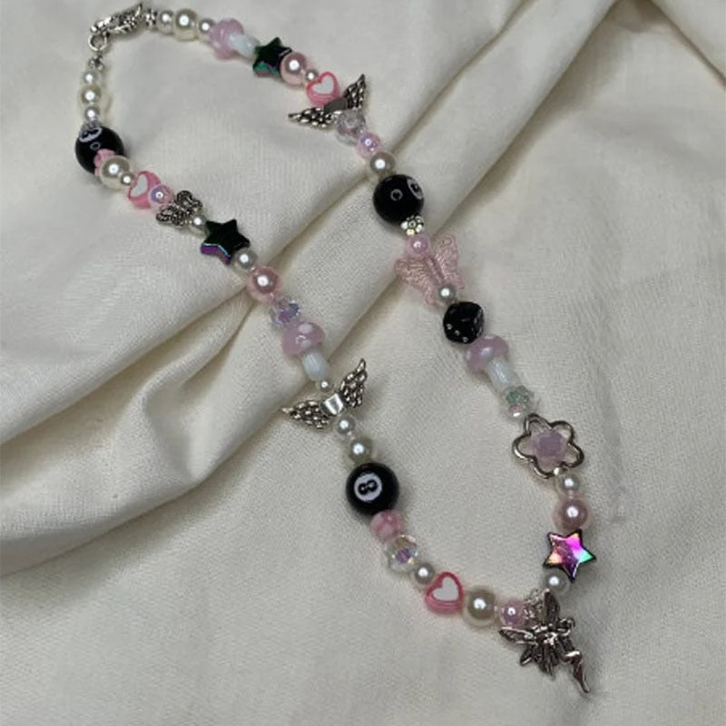 8 Ball, Pearl, and Fairy Necklace and Bracelet