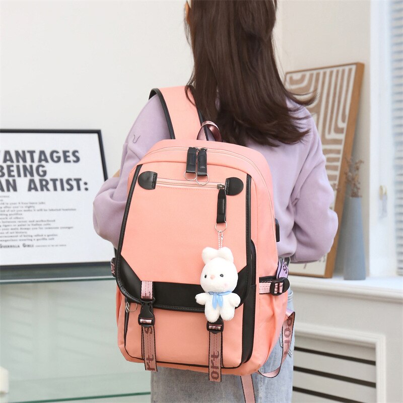 Cute Backpack w/ Bunny Keychain