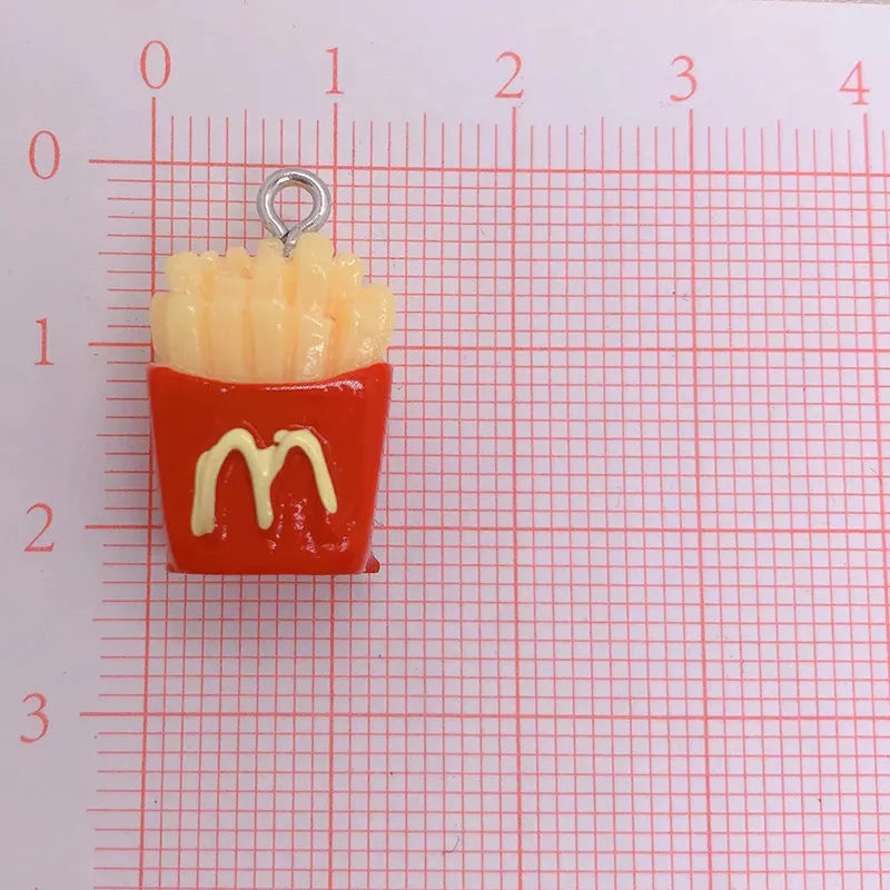 10Pcs Mini Double-Sided French Fries Resin Charms