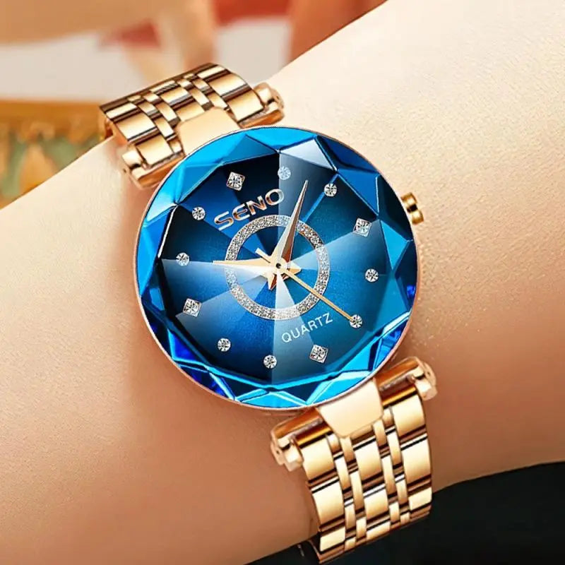 Stainless Steel Geometric Dial Watch