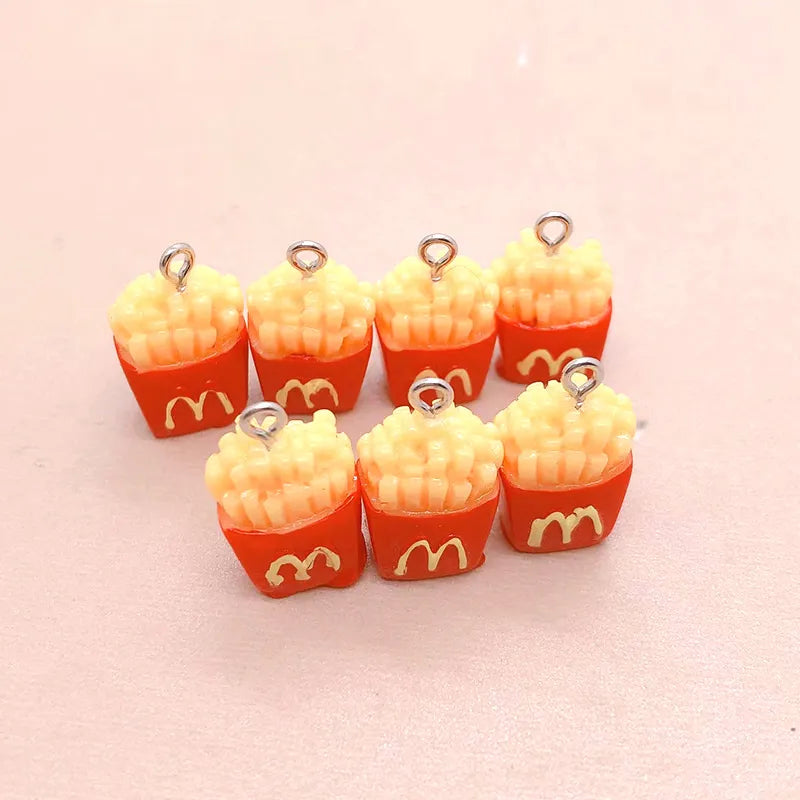 10Pcs Mini Double-Sided French Fries Resin Charms